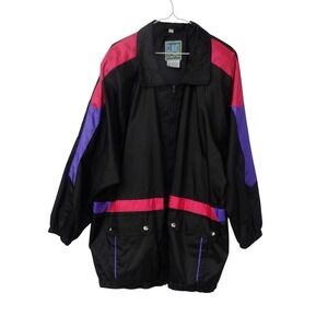 Vintage Climate Zone Jacket Color Block Black Purple Pink Retro 22W-24W